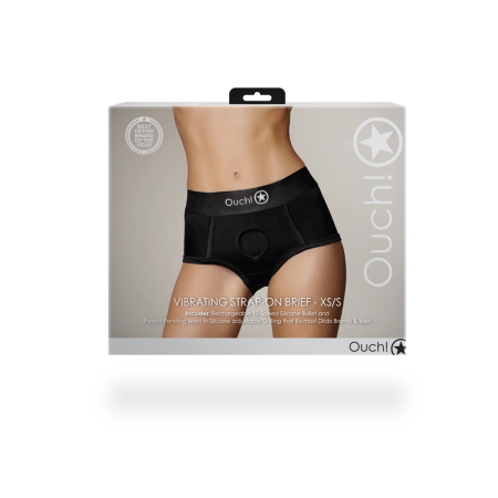 Sincerely Vibrating Strap-On Brief XS/S Black - Rechargeable System