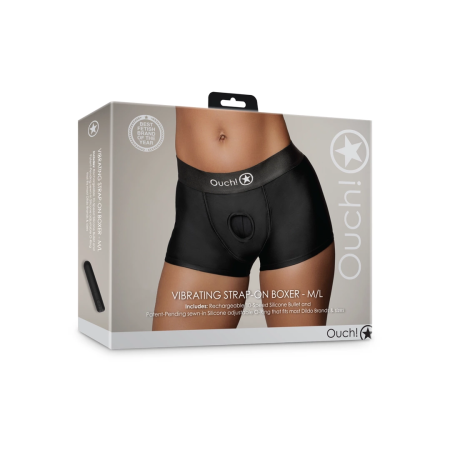Sinner Gear Vibrating Strap-On Boxer M/L Black - Rechargeable Intimate System