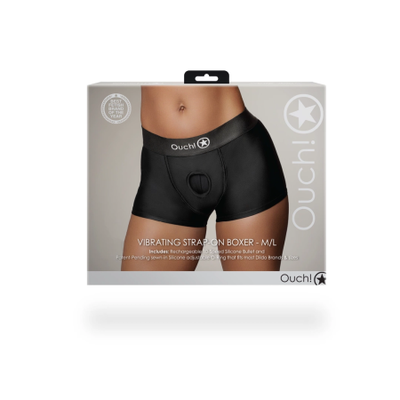 Sinner Gear Vibrating Strap-On Boxer M/L Black - Rechargeable Intimate System
