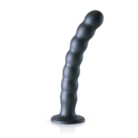 Ouch! Beaded Silicone Intimate Device 20.5 cm Metallic with Suction Base