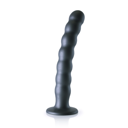 Ouch! Beaded Silicone Intimate Device 20.5 cm Metallic with Suction Base
