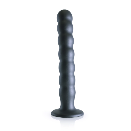 Ouch! Beaded Silicone Intimate Device 20.5 cm Metallic with Suction Base