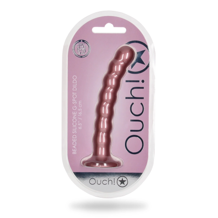 Ouch! Beaded Silicone Intimate Device 16.5 cm Metallic with Suction Cup