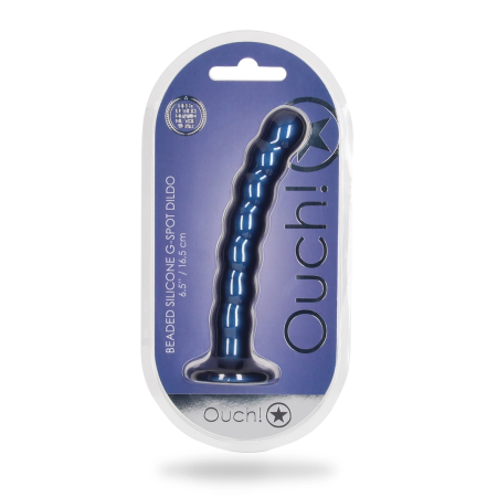 Ouch! Beaded Silicone Intimate Device 16.5 cm Metallic with Suction Cup