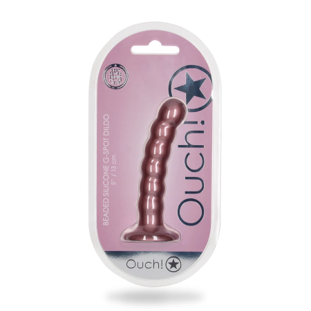 Ouch! Beaded Silicone Intimate Device 13 cm Metallic Suction Base