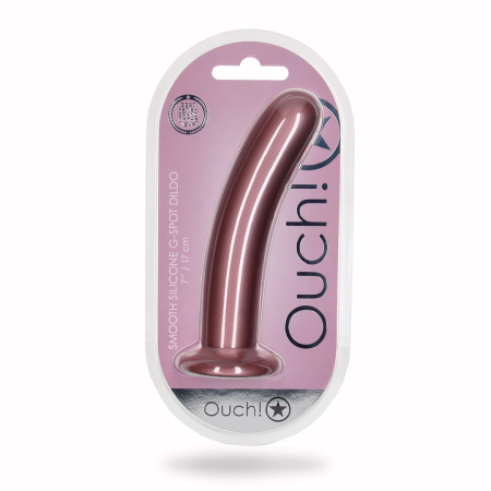 Ouch! Smooth Silicone Intimate Device 17 cm Metallic with Suction Cup
