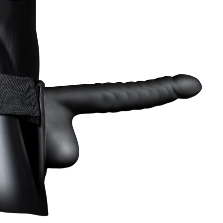 Ouch! Ribbed Hollow Intimate System with Anatomical Base 21 cm Black