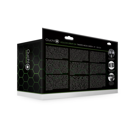 Ouch! Glow in the Dark Curved Hollow Strap-On Adjustable 20 cm