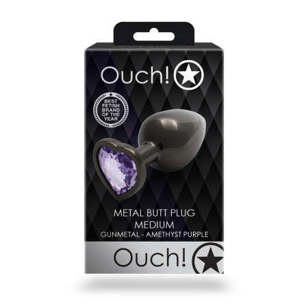 Ouch! Aluminum Intimate Plug Medium - Heart-Shaped Jewel Base