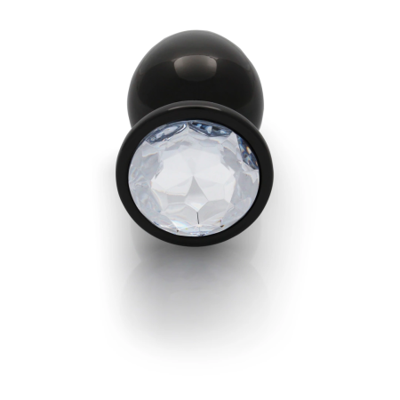 Ouch! Large Aluminium Intimate Plug with Round Gem Base, Silver Finish