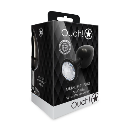 Ouch! Round Gem Aluminium Plug Medium - Elegant Metal Design & Jewel Base