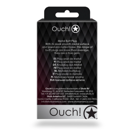 Ouch! Aluminum Intimate Plug Small with Round Crystal Base, Silver