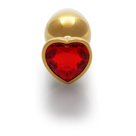 Ouch! Heart Gem Metal Intimate Plug Large - Jewel Base, Silver Finish