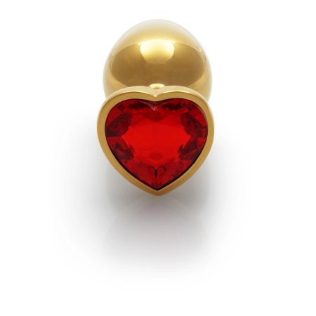 Ouch! Heart Gem Metal Plug Medium - Jewel Base, Smooth Aluminum