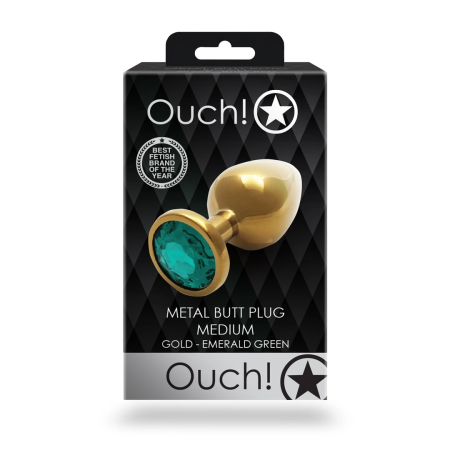 Ouch! Aluminium Intimate Jewel Plug Medium - Silver, Gem Base