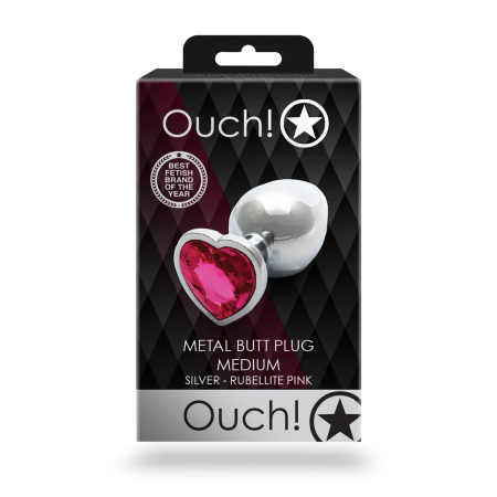 OUCH! Heart Gem Metal Plug Medium - Elegant Jewel-Encrusted Design