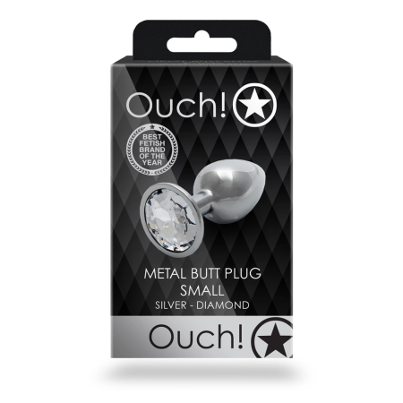 Ouch! Aluminum Intimate Plug Small with Round Gem Base - Silver