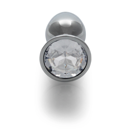 Ouch! Aluminum Intimate Plug Small with Round Gem Base - Silver