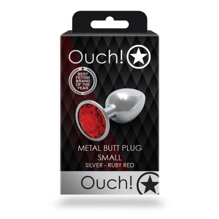 Ouch! Aluminum Intimate Plug Small - Silver, Round Gem Base