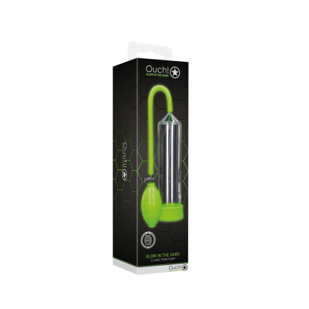 Ouch! Classic Glow-in-the-Dark Intimate Pump, Ergonomic Design, Green