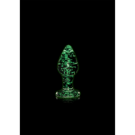 Ouch! Glow in the Dark Glass Plug Small - Luminous Green Accent