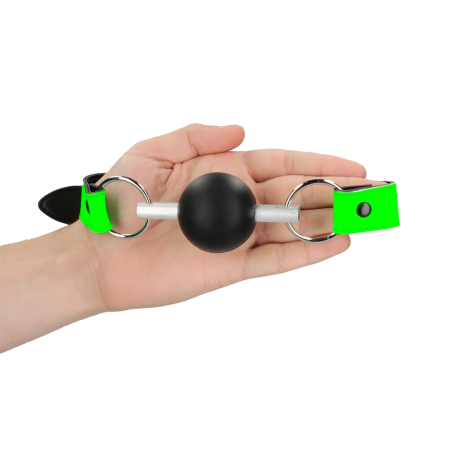 Ouch! Glow in the Dark Solid Ball Gag - Universal Size, Luminous Green