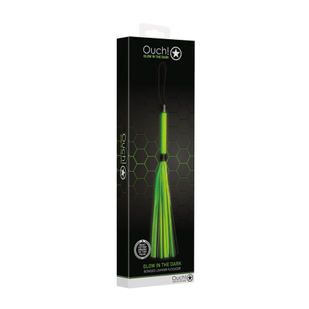 Ouch! Glow in the Dark Flogger - Neon Green, Luminous Straps