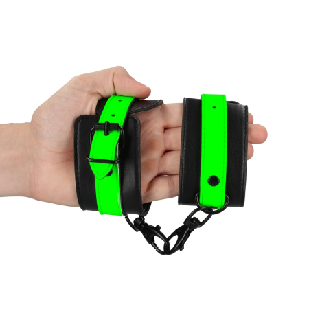 Ouch! Glow in the Dark Ankle Cuffs - Fluorescent Green Adjustable Design