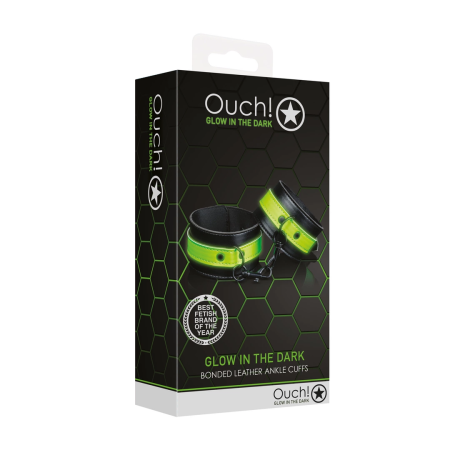 Ouch! Glow in the Dark Ankle Cuffs - Fluorescent Green Adjustable Design