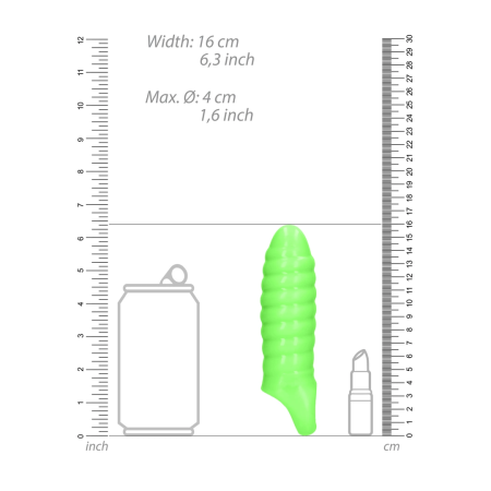 Ouch! Swirl Thick Stretchy Intimate Sheath Glow in the Dark, Green