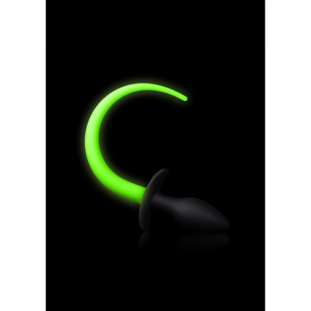 Ouch! Puppy Tail Plug Glow-in-the-Dark Silicone Medium Green