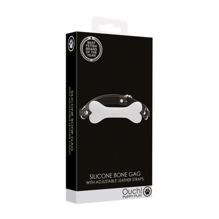 Ouch! Silicone Bone-Shaped Gag Medical Grade - White, Adjustable Strap