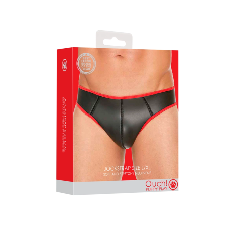 Ouch! Neoprene Jockstrap L/XL - Durable Black Athletic Harness