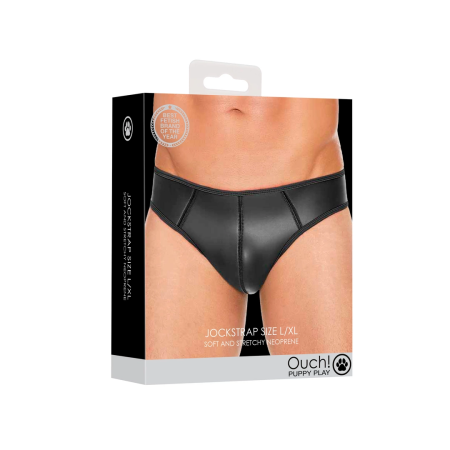 Ouch! Neoprene Jockstrap L/XL - Durable Athletic Intimate Wear Black