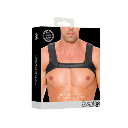Ouch! Neoprene Chest Harness L/XL - Adjustable Black Straps