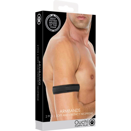 OUCH! Neoprene Wristbands Adjustable Black - Durable Role Play Accessory