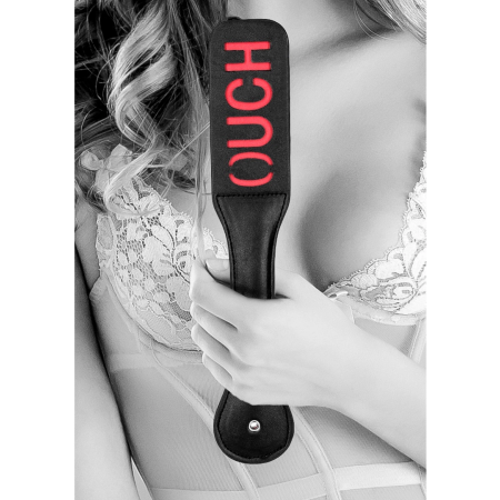 OUCH Bonded Leather Paddle - Stitched Impact Tool, Black