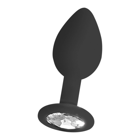 Dolce Piccante Silicone Plug with Removable Gem, Black, Medium