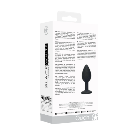 Dolce Piccante Silicone Plug with Removable Gem, Black, Medium