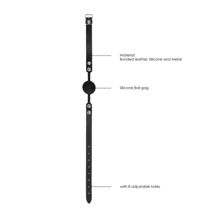 Ouch! Silicone Adjustable Ball Gag with Leather Strap - Universal Size