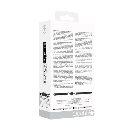 Ouch! Solid Ball Gag Adjustable Leather Strap Black Universal Fit