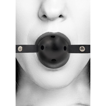 Ouch! Adjustable Breathable Ball Gag with Leather Straps Black
