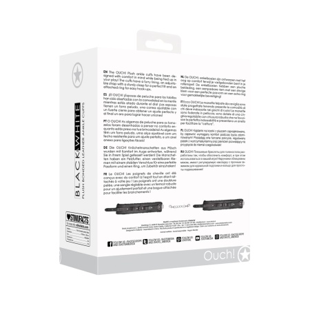 OUCH! Plush Bonded Leather Adjustable Ankle Cuffs with Soft Lining Black