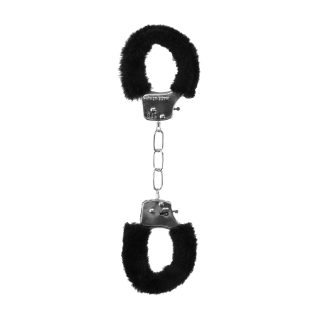 Pipedream Beginner Furry Handcuffs Soft Lined Adjustable Silver-Black