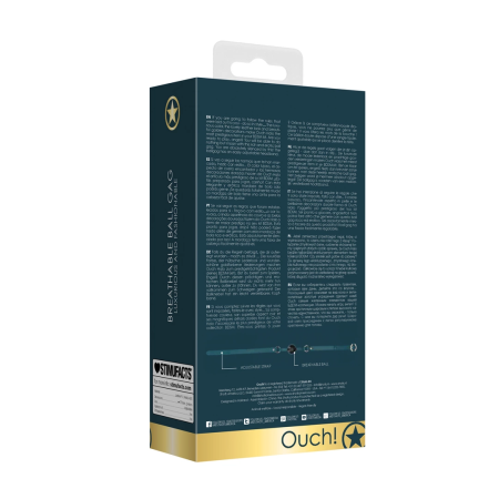 Ouch Halo Gold-Accented Breathable Intimate Ball Gag, Adjustable Strap