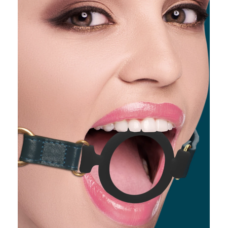 Ouch Halo Silicone Open Ring Gag - Elegant Black & Gold Design