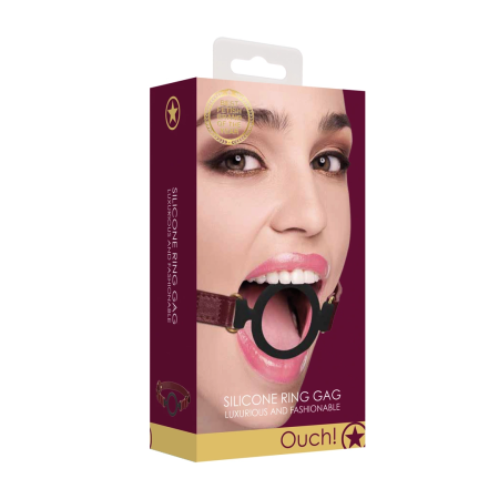 Ouch Halo Silicone Open Ring Gag - Elegant Black & Gold Design