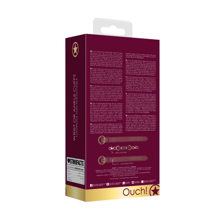 OUCH! Halo Wrist and Ankle Cuffs Set Gold Leather Look Adjustable