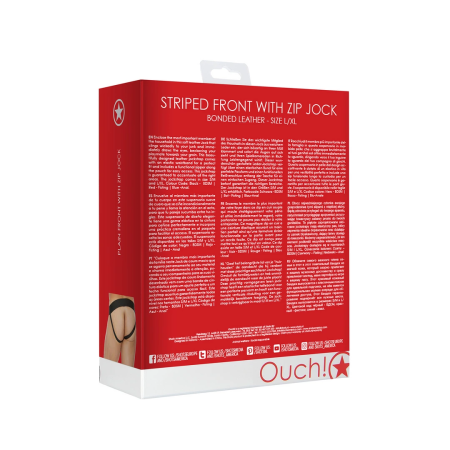 Svenjoyment Plain Front Zip Leather Jockstrap Black L/XL