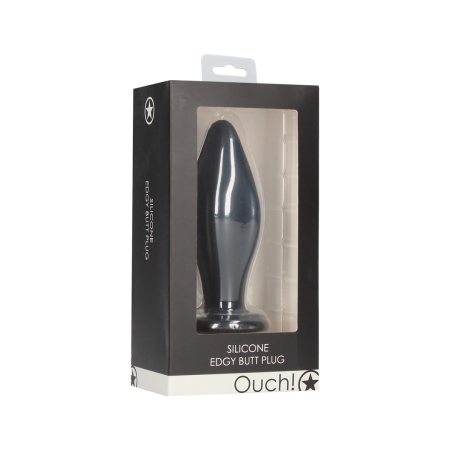 Edgy Silicone Plug with Suction Base - Black, Medium Size